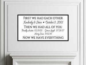 First We Had Each Other - Family Sign