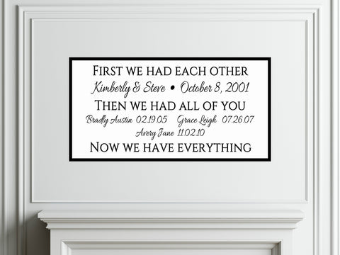 First We Had Each Other - Family Sign