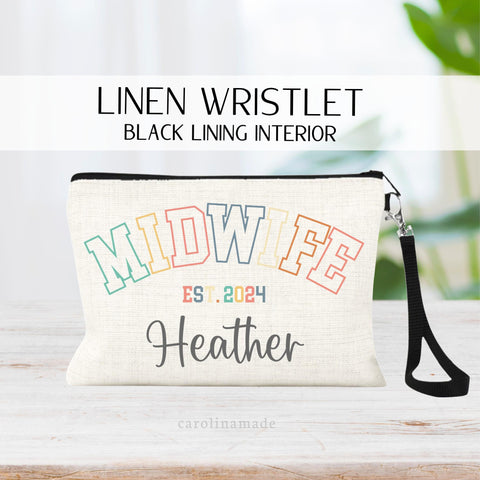 Personalized Midwife Bag, Midwife Cosmetic Bag, Midwife Accessory Pouch, Nurse Appreciation Week, Nurse Gifts, Nurse Makeup Bag