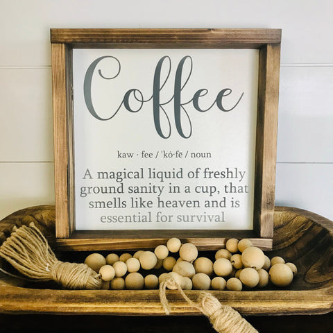 Coffee Definition Sign | Coffee Bar Wood Sign | Hutch Shelf Sitter, Kitchen Sign,  Coffee Lover Decor | Farmhouse Coffee Sign | Liquid Gold