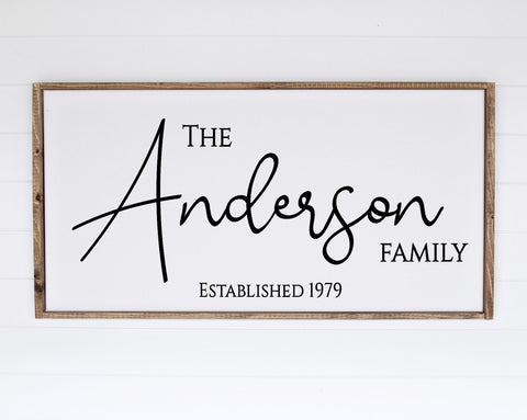Personalized Family Name Sign, Established Date, Custom Name Sign, Framed or Canvas Sign, Farmhouse Sign, Wedding Gift Newlywed Gift