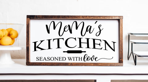 Kitchen Name Sign, Seasoned with Love, Personalized Kitchen Sign, Custom gift for Mom