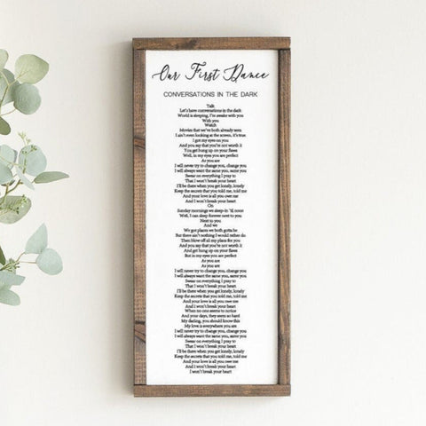 Our First Dance Sign, Custom Print, Wedding Gift, Personalized Gift for Couple, Anniversary Gift, Bedroom Decor, Religious Wall Hanging