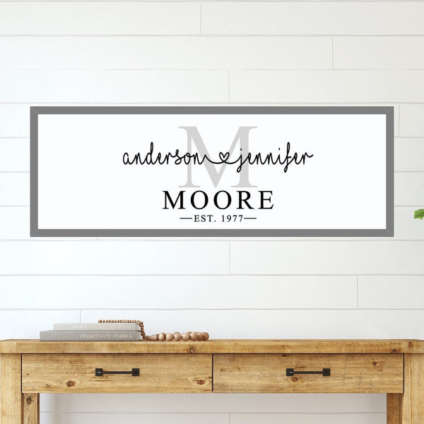 Personalized Last Name Monogram Sign, Modern Wedding Established Date Gift, Personalized Bridal Shower Gift , Engagement Gift for Couple