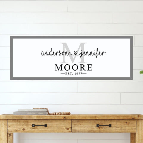 Personalized Last Name Monogram Sign, Modern Wedding Established Date Gift, Personalized Bridal Shower Gift , Engagement Gift for Couple
