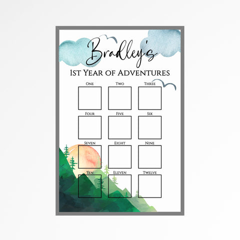 One Year of Baby, Baby's First Year, 1st Brithday Picture Display, 12 Months of Photos, Year of Adventures Milestone Photo Display
