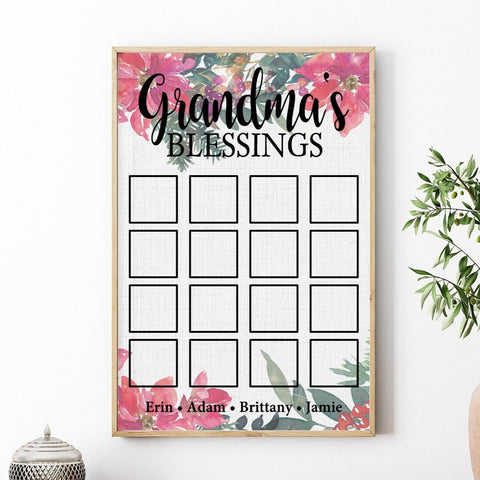 Grandma's Blessings Sign, Picture Display Sign, Grandkids Photo Sign, Personalized Gift for Grandma, Mother's Day Gift, Gift from Grandkids