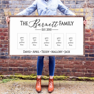 Last Name Family Sign, Picture Display Sign, Personalized Name Sign, Established Date, Gift for her, Mother's Day Gift