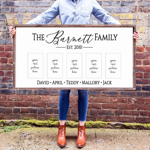 Last Name Family Sign, Picture Display Sign, Personalized Name Sign, Established Date, Gift for her, Mother's Day Gift