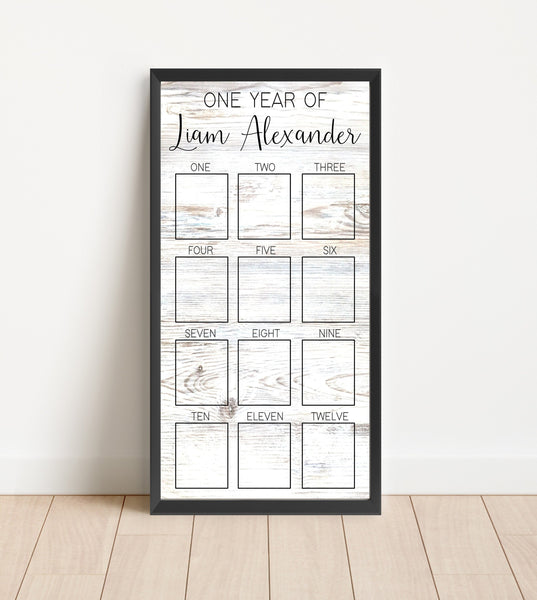 One Year of Birthday Photo Sign, Photo Memory Board, First Year Baby Frame, My First Year Picture Board, 12 Months of Baby Pictures