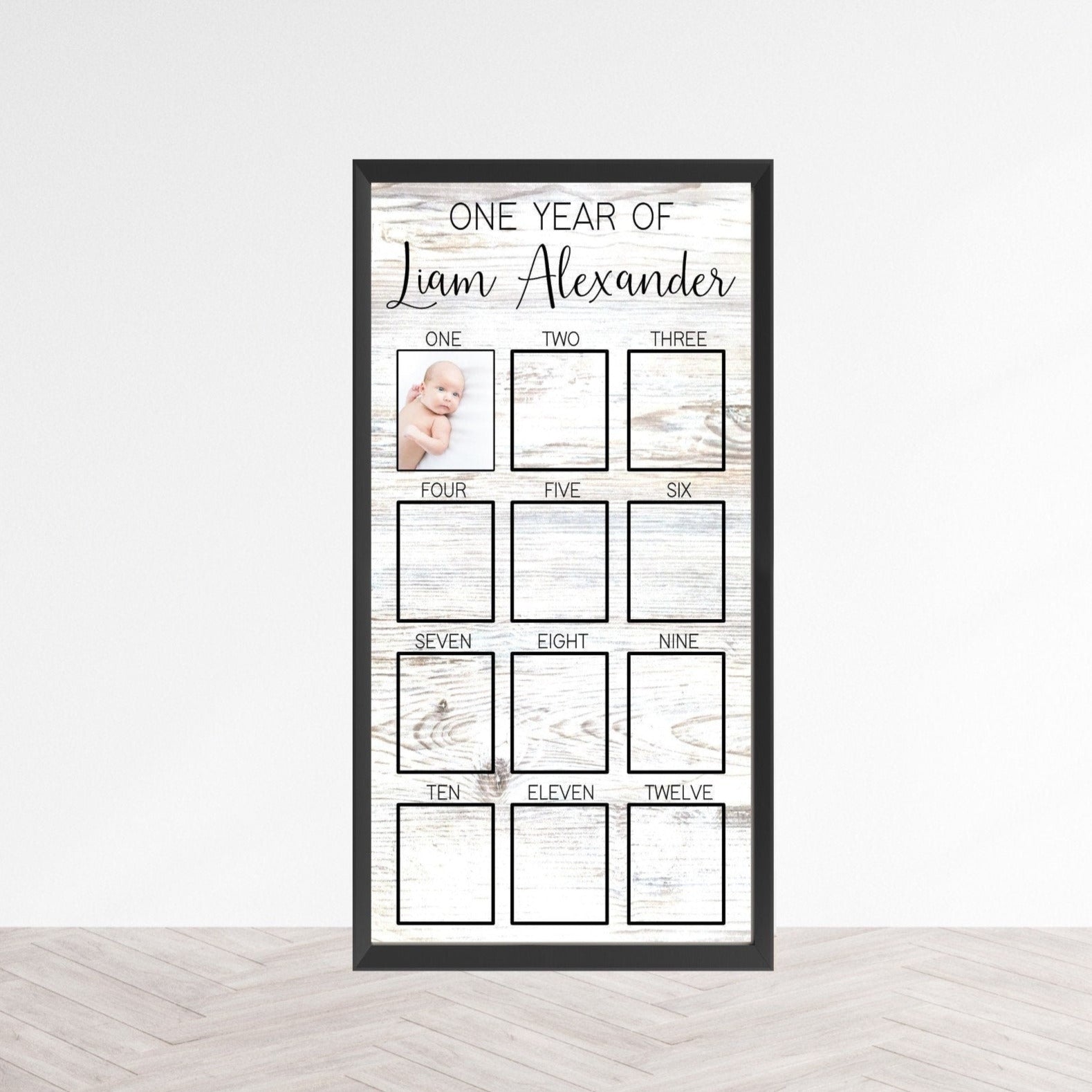 One Year of Birthday Photo Sign, Photo Memory Board, First Year Baby Frame, My First Year Picture Board, 12 Months of Baby Pictures