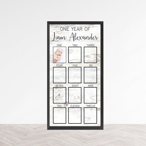 One Year of Birthday Photo Sign, Photo Memory Board, First Year Baby Frame, My First Year Picture Board, 12 Months of Baby Pictures