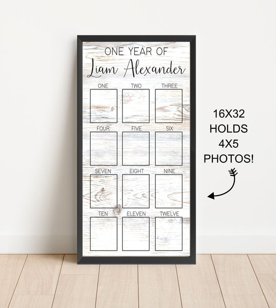 One Year of Birthday Photo Sign, Photo Memory Board, First Year Baby Frame, My First Year Picture Board, 12 Months of Baby Pictures